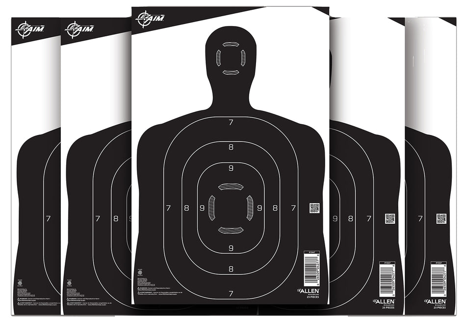 EZ-Aim 15447 Paper Silhouette Hanging Target 12" x 18" Black/White 25 Per Pack