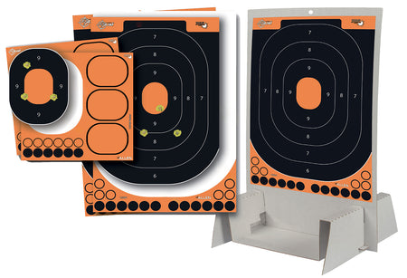 EZ-Aim 15548 Handgun Trainer Splash Reactive Self-Adhesive Paper Target Kit 14" x 22" Black/Orange Oval