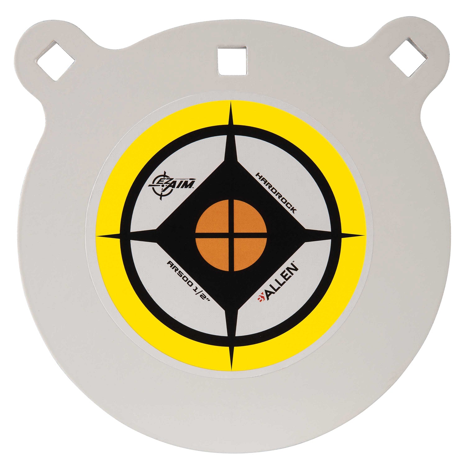 EZ-Aim AR500 Steel Shooting Gong, 8" Round, .50" Thick, Hanging, Black/White/Yellow