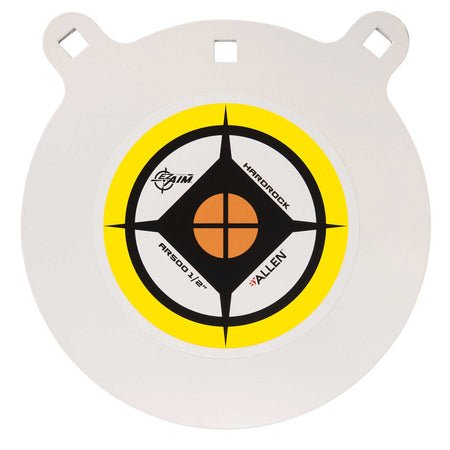 EZ-Aim AR500 Steel Shooting Gong, 10" Round, .50" Thick, White/Yellow/Black Finish
