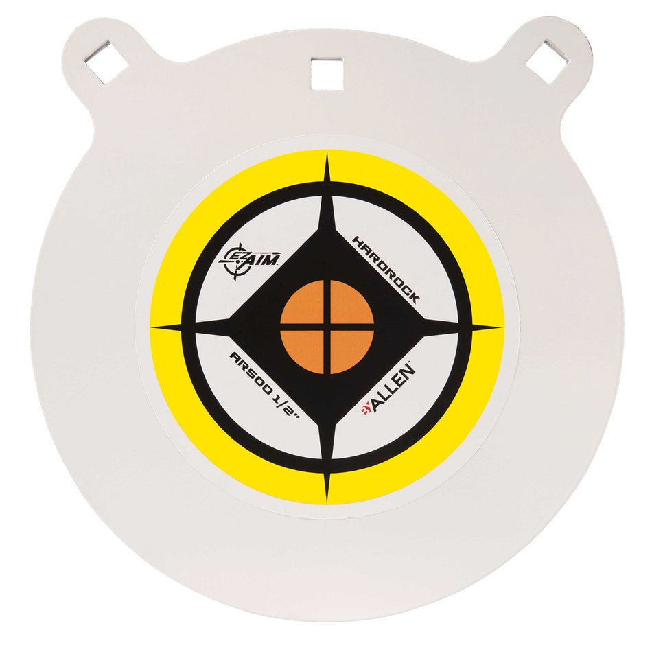 EZ-Aim AR500 Steel Shooting Gong, 10" Round, .50" Thick, White/Yellow/Black Finish