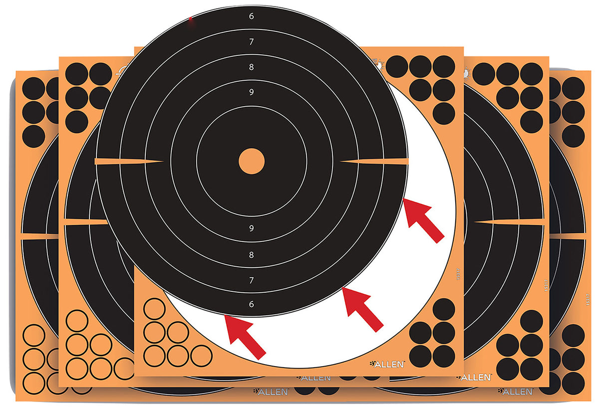 EZ-Aim Splash Reactive Peel-Away Bullseye Target Pads, 12"x12", Black/Orange, 10 Pack
