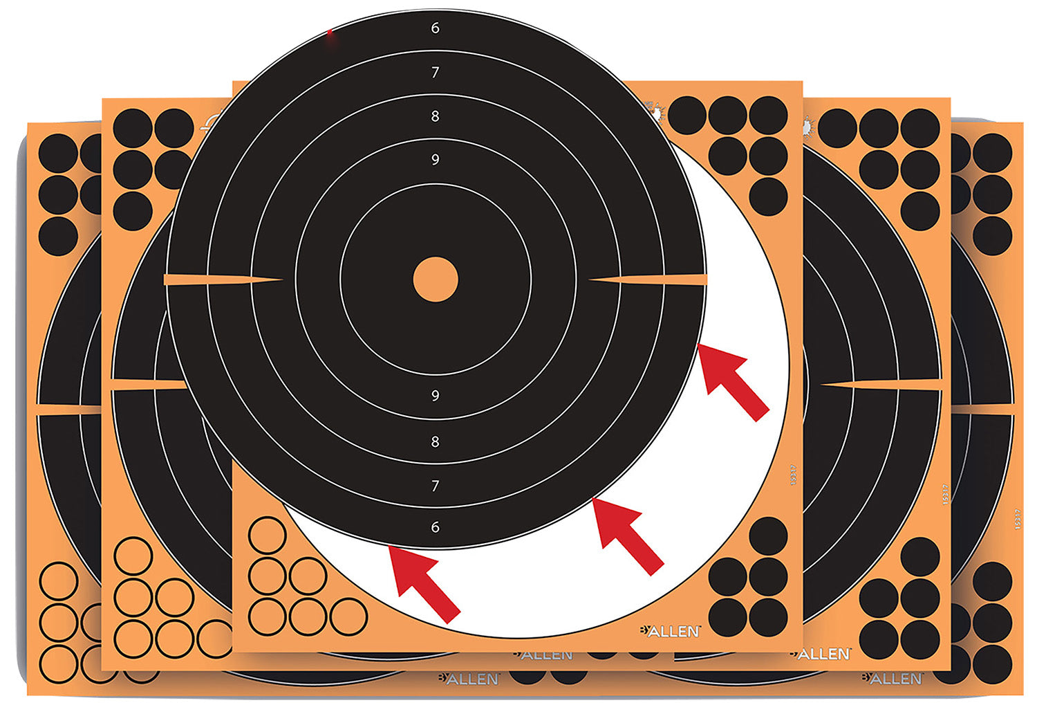 EZ-Aim Splash Reactive Peel-Away Bullseye Target Pads, 12"x12", Black/Orange, 10 Pack