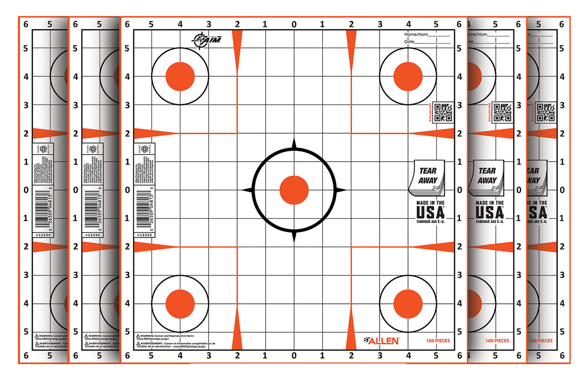 EZ-Aim 15333100 Grid Sight-In Paper Shooting Target, Self-Adhesive, 12"x12", 100 Pack