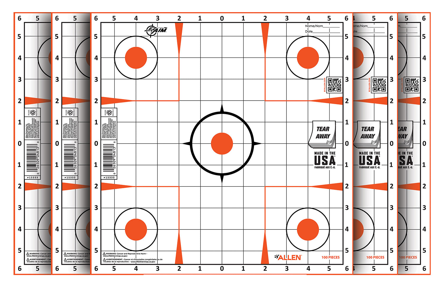 EZ-Aim 15333100 Grid Sight-In Paper Shooting Target, Self-Adhesive, 12"x12", 100 Pack