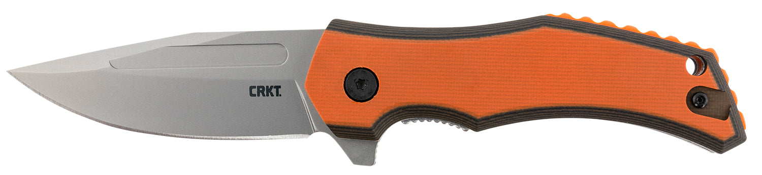 CRKT Fawkes Assisted Opening Folding Pocket Knife 2.74" 4116 Stainless Bead Blasted Clip Point Blade Black Orange G10 Handle