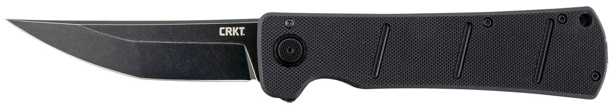 CRKT Inazuma No Ken 3.68" Folding Plain D2 Steel Blade Black G10 Textured Handle with Deadbolt Lock and Pocket Clip