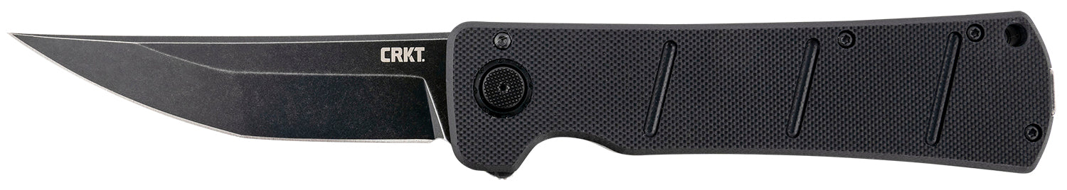 CRKT Inazuma No Ken 3.68" Folding Plain D2 Steel Blade Black G10 Textured Handle with Deadbolt Lock and Pocket Clip