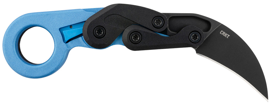 CRKT Provoke Blue Karambit 2.47" Folding Plain Black Stonewashed Hawkbill 4116 SS Blade Lightweight Grivory Handle