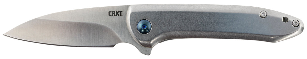 CRKT Delineation 2.94" Folding Plain Satin 8Cr13MoV Wharncliffe Blade Full Stainless Steel Handle with Flipper and Clip