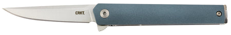 CRKT CEO Compact 2.61" Folding Plain Satin Stainless Steel Blade Blue GRN Handle Ambidextrous Carry with Pocket Clip