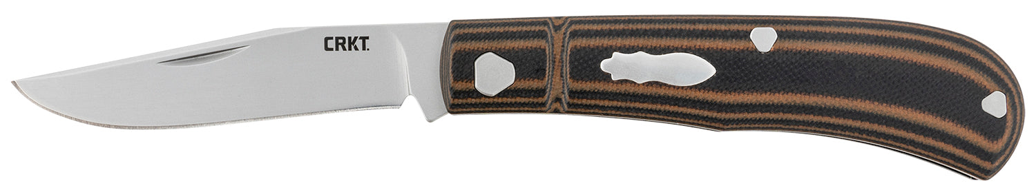 CRKT Venandi 3.14" Folding Clip Point Bead Blasted Stainless Blade Black Brown G10 Handle Two-Handed Slip Joint Knife