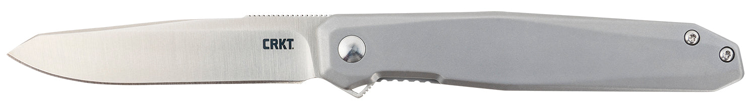 CRKT Facet 3.37" Folding Sheepsfoot D2 Steel Blade Assisted Opening Stainless Steel Handle with Frame Lock and Clip