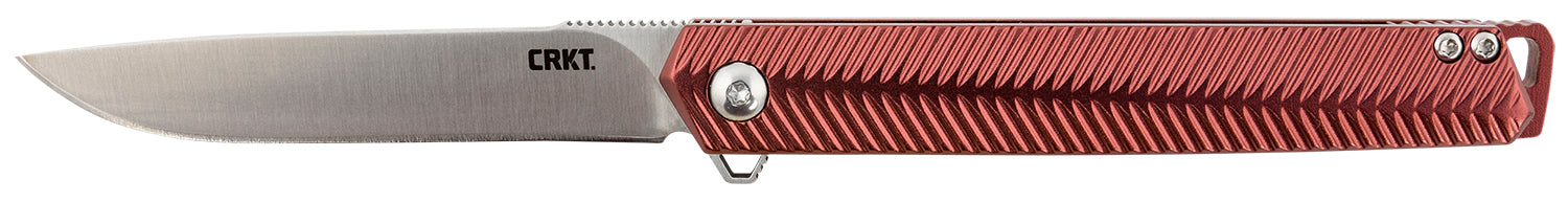 CRKT Stylus 3.18" Folding Drop Point Satin 12C27 Sandvik Blade Maroon Aluminum Handle IKBS Liner Lock with Pocket Clip
