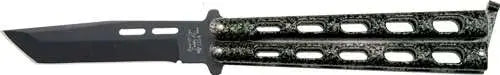Bear & Sons 5" 1095 Carbon Steel Powder Coat Tanto Butterfly Knife