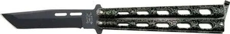 Bear & Sons 5" 1095 Carbon Steel Powder Coat Tanto Butterfly Knife