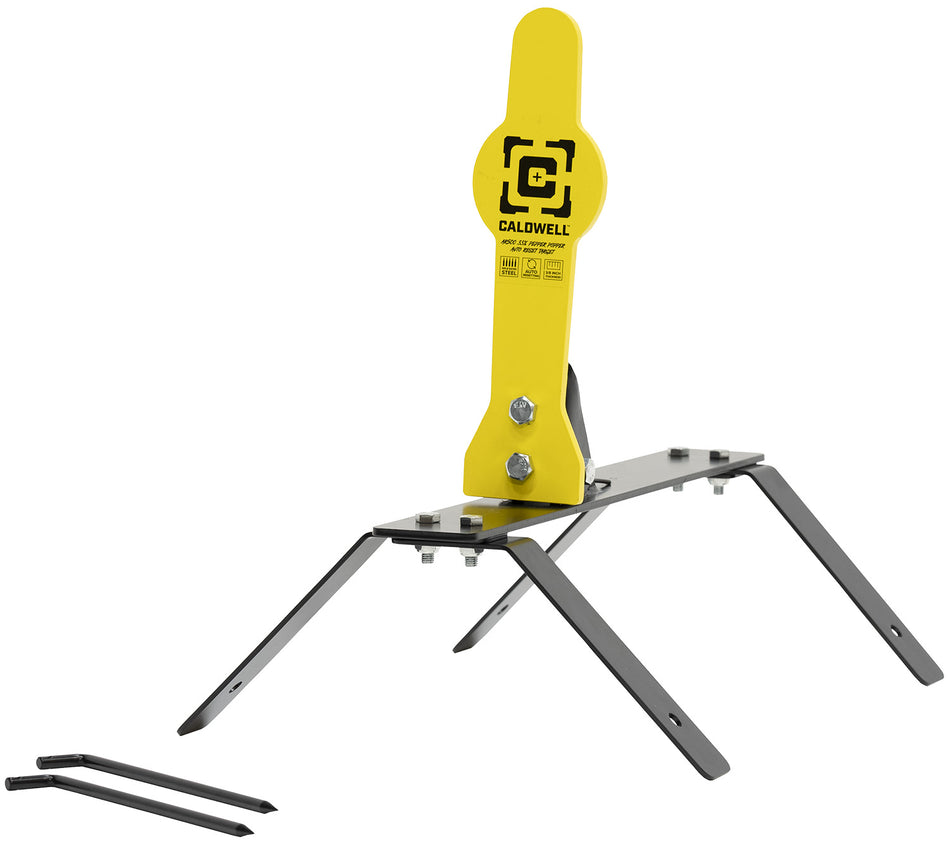 Caldwell AR500 Auto Reset Pepper Popper Rifle Target Yellow Steel Includes Ground Stakes