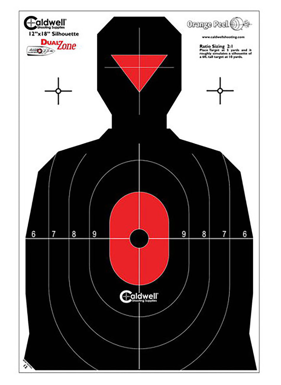 Caldwell Silhouette Dual Zone High Visibility Paper Targets Black/Red Pack of 8