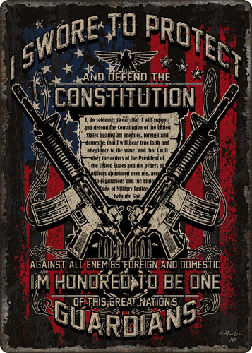 Rivers Edge Embossed Tin Sign 12x17 Guardians of Constitution
