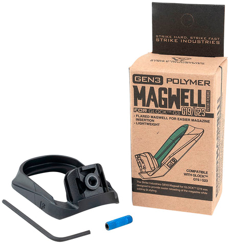 Strike Industries Flared Magwell Gen 3 Glock 19 & 23 Black High-Strength Polymer