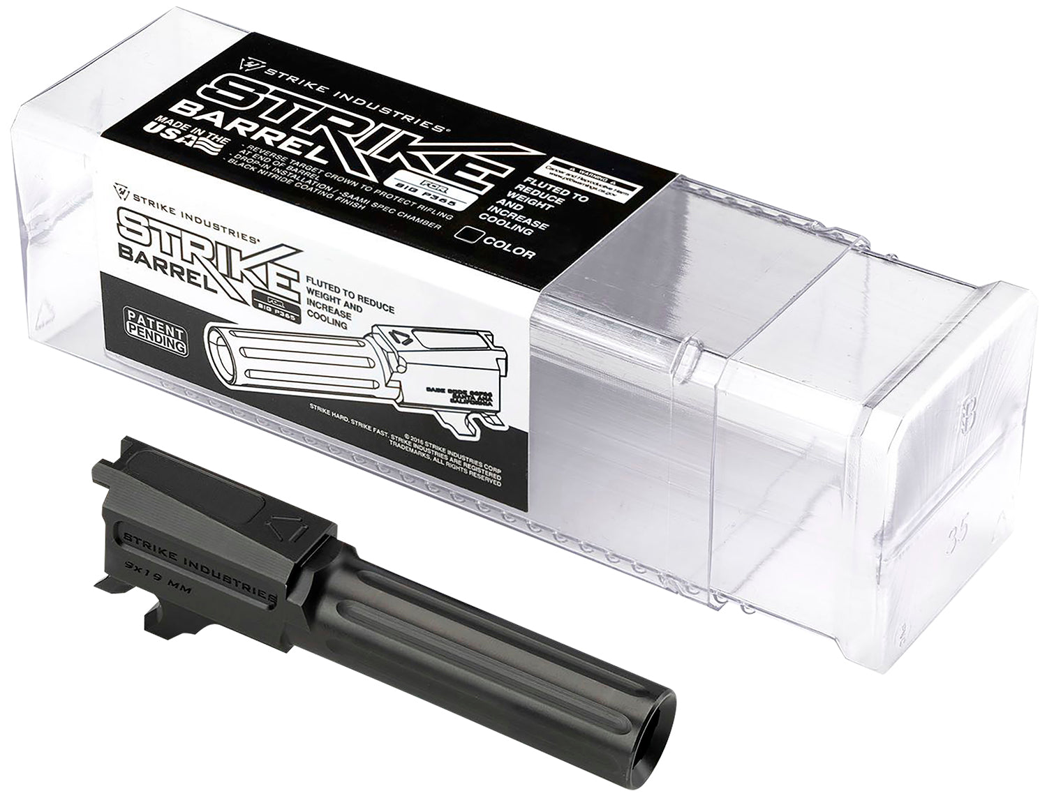 Strike Industries P365 Replacement Barrel 3.10" 9mm Fluted Black Nitride, Made in USA