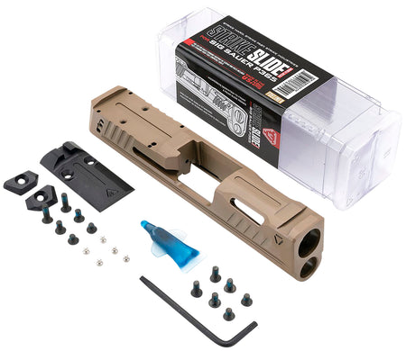 Strike Industries Sig P365 Replacement Slide FDE Stainless Steel with Ports Optics Cut and Charging Handles