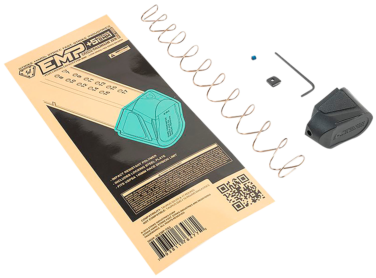 Strike Industries Extended Mag Base Plate Taurus G3 +5 Rounds 9mm Luger Black Polymer