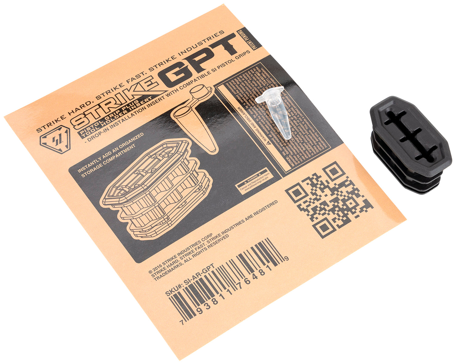 Strike Industries Pistol Grip Plug Storage Tool Insert for SI AR Pistol Grips Black