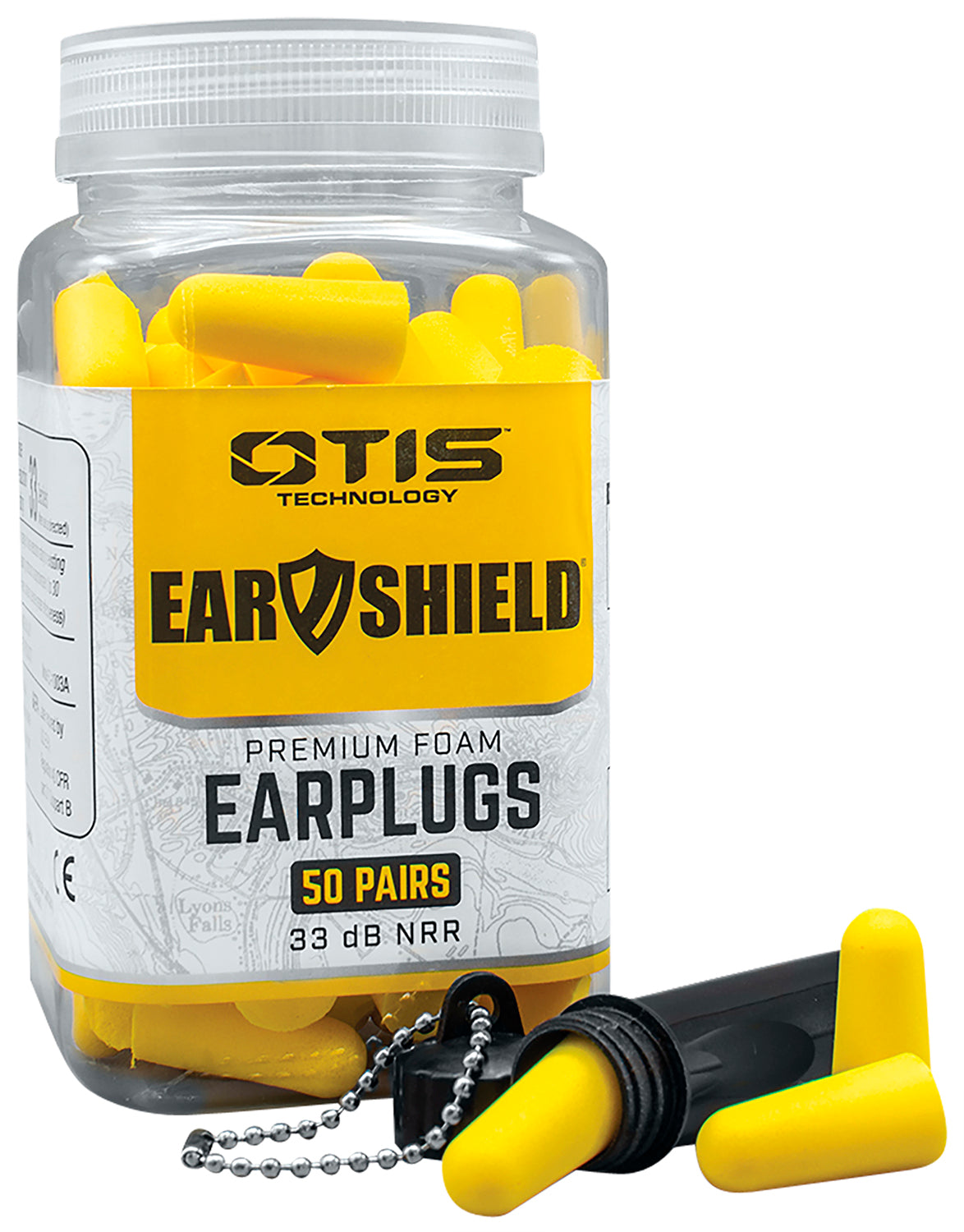 Otis Premium Foam Ear Plugs 33NRR Waterproof Canister Included Yellow 50 Pair