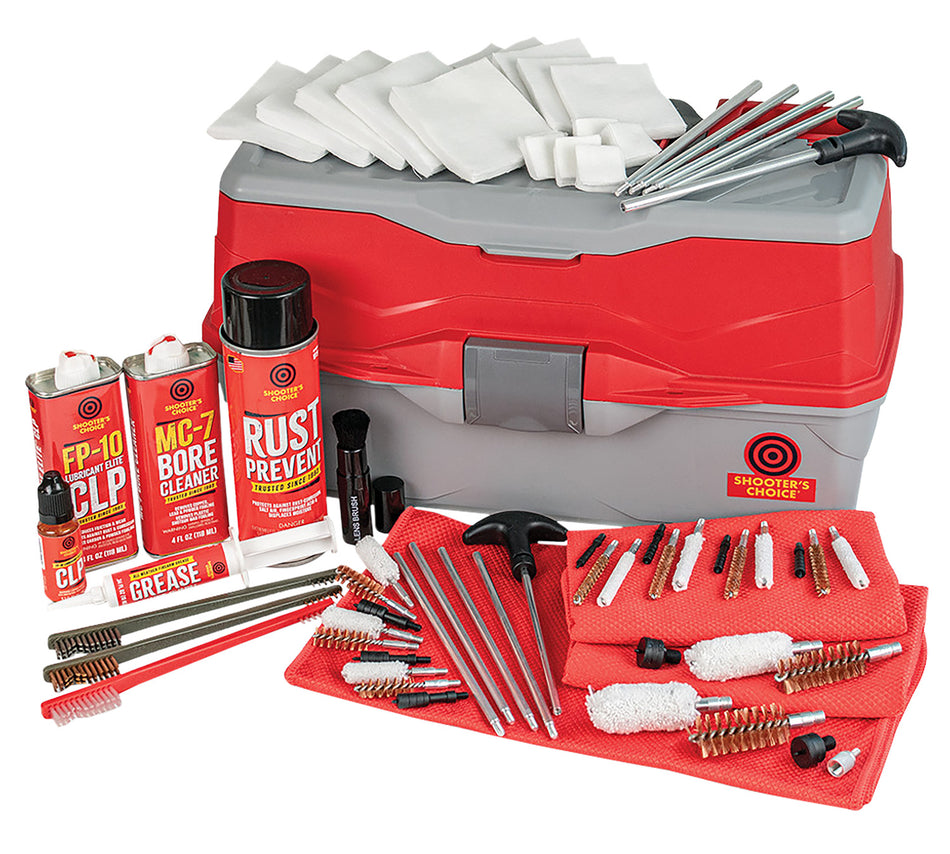 Shooters Choice Bullseye Box 900MC Universal Firearm Cleaning Kit Multi-Caliber 12 Gauge