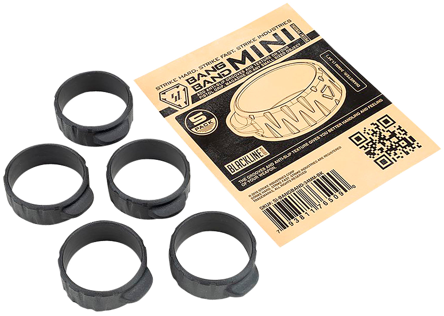 Strike Industries Black 34mm Bang Band Mini Rubber Accessory Bands, 5 Pack