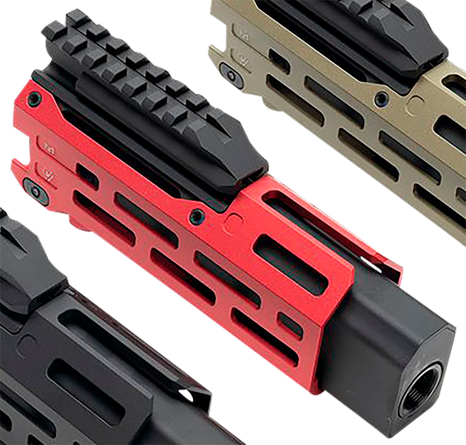 Strike Industries Red Aluminum 6" M-LOK Handguard with Faux Suppressor, CZ Scorpion EVO