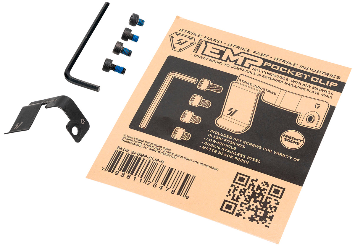 Strike Industries Magazine Pocket Clip Right Hand for SI EMP Mag Extensions Black Stainless