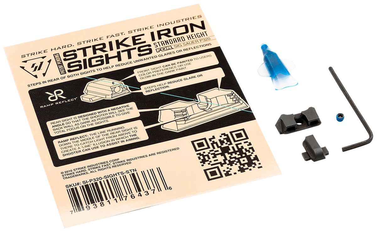 Strike Iron Sights Standard Height for Sig Sauer P320 with Rear Dovetail – Black