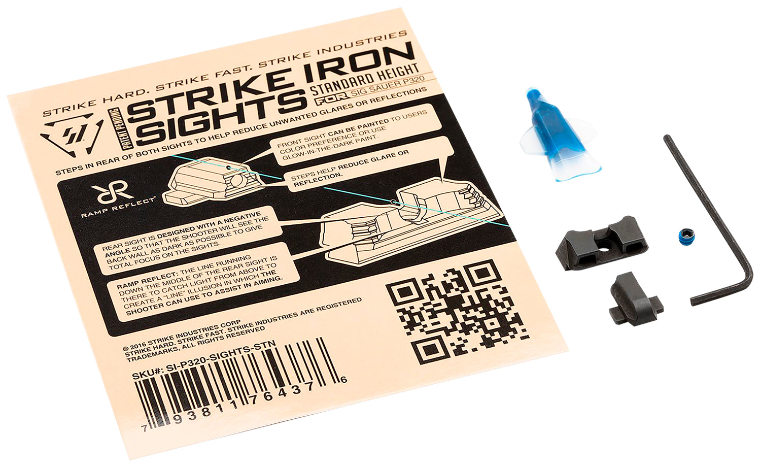 Strike Iron Sights Standard Height for Sig Sauer P320 with Rear Dovetail – Black