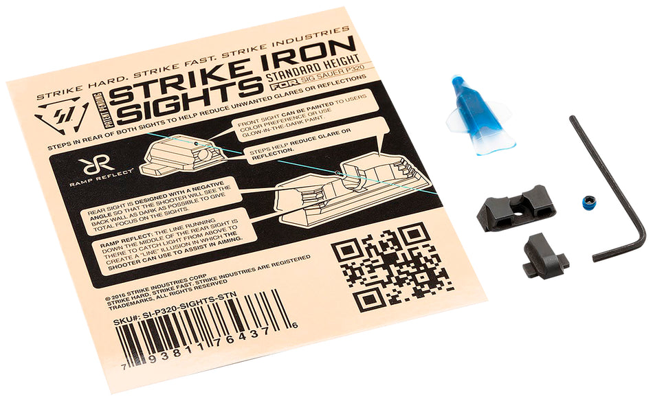 Strike Iron Sights Standard Height for Sig Sauer P320 with Rear Dovetail – Black