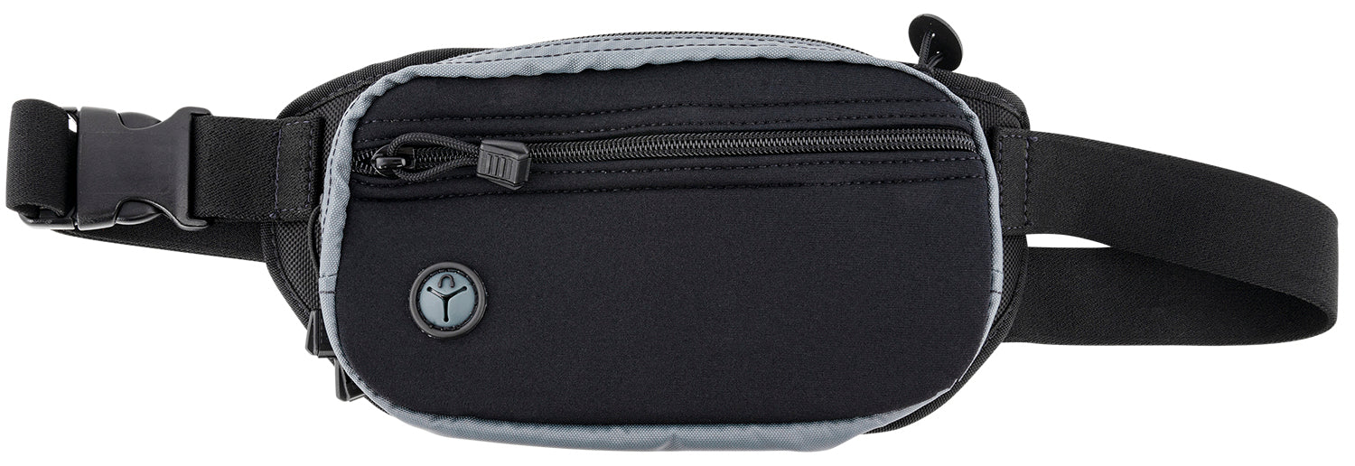 Galco FasTrax PAC Sub-Compact Waistpack Holster FTPGBS Black/Gray Neoprene Glock 26 / Shield Plus Ambi Belt Up to 50"