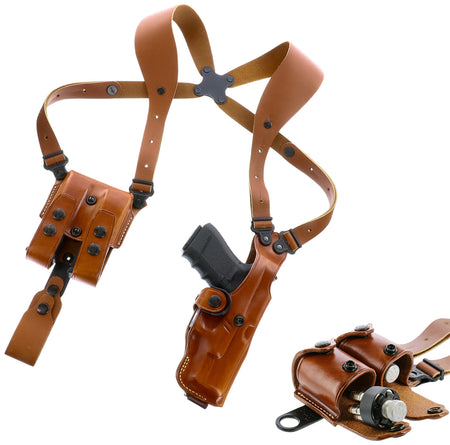 Galco VHS4212 VHS 4.0 Tan Leather Harness Shoulder Holster for 1911 5" Barrel Ambidextrous Up To 56" Chest