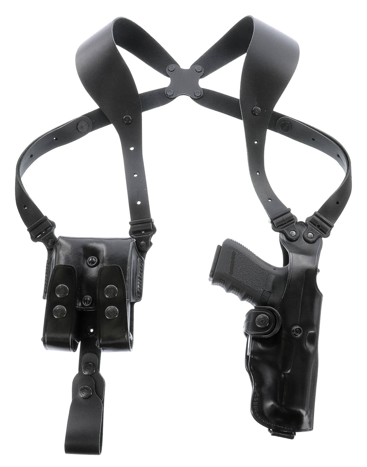 Galco VHS4212B VHS 4.0 Black Leather Harness Shoulder Holster for 1911 5" Barrel Ambidextrous Up To 56" Chest