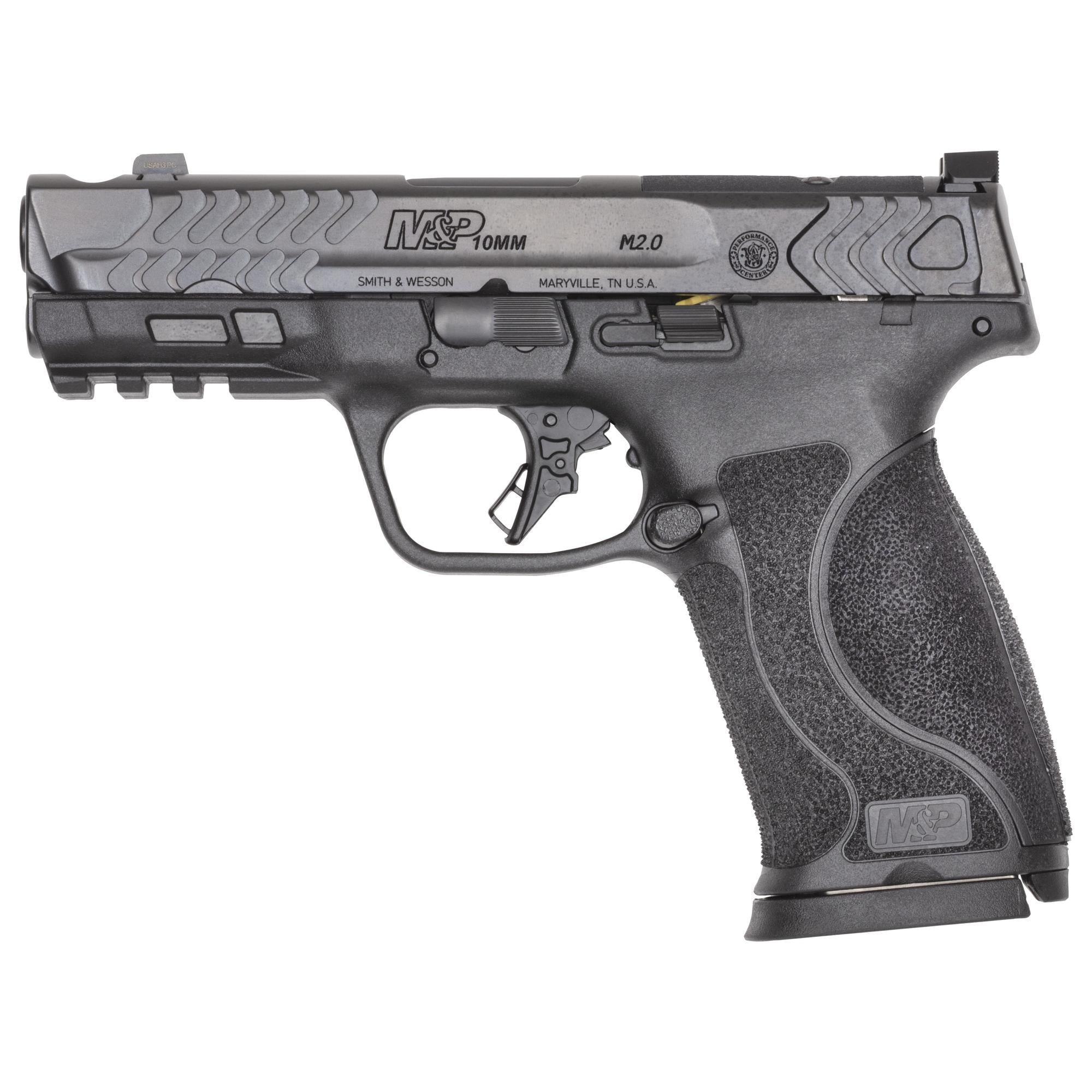 Smith & Wesson 14413 M&P PC M2.0 10mm Auto 15+1 4" Black Armornite Ported Stainless Steel Barrel & Optic Ready/Ported/Serrated Slide, Polymer Frame w/Picatinny Rail, Interchangeable Palmswell Grip
