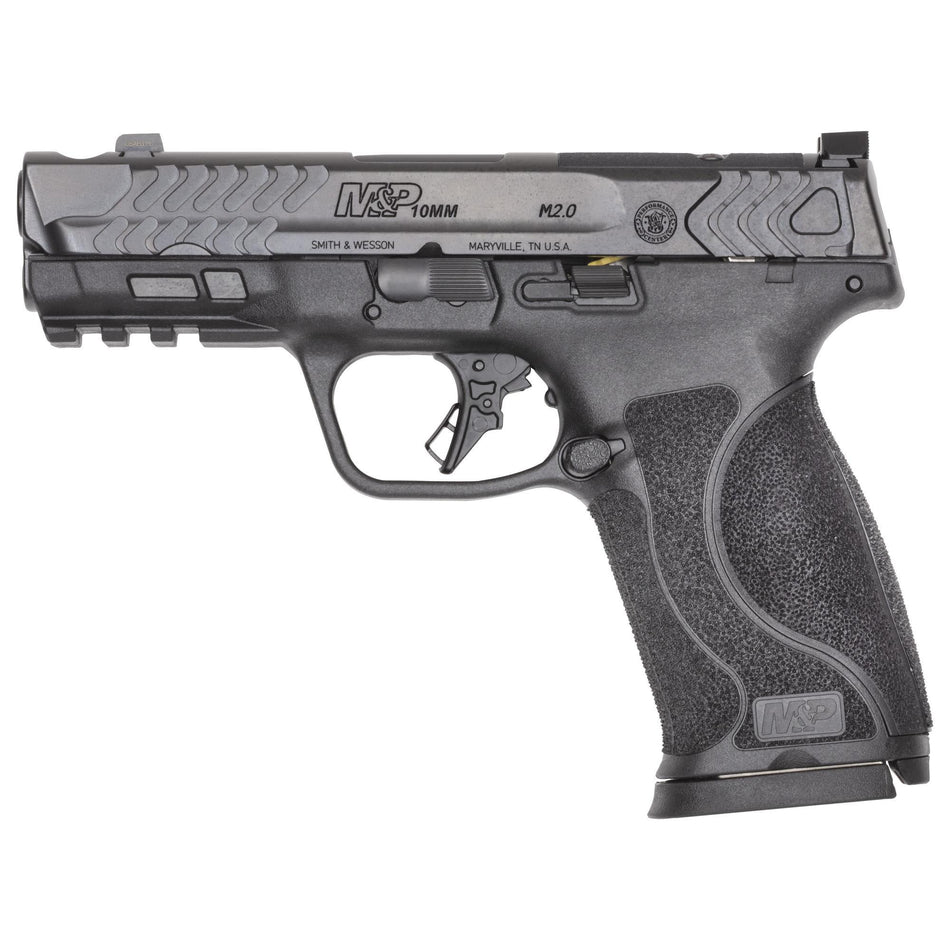 Smith & Wesson 14413 M&P PC M2.0 10mm Auto 15+1 4" Black Armornite Ported Stainless Steel Barrel & Optic Ready/Ported/Serrated Slide, Polymer Frame w/Picatinny Rail, Interchangeable Palmswell Grip