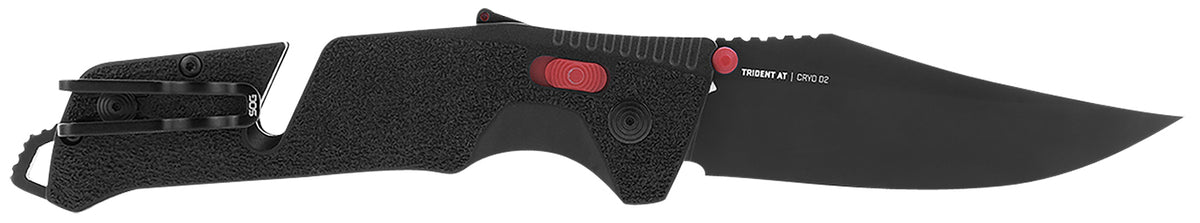 SOG SOG11120141 Trident AT Tactical Folder 3.70" Clip Point Plain Blade Black/Red Accents AT-XR Lock