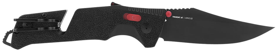 SOG SOG11120141 Trident AT Tactical Folder 3.70" Clip Point Plain Blade Black/Red Accents AT-XR Lock