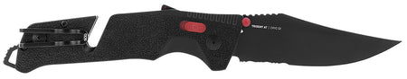 SOG SOG11120241 Trident AT Tactical Part-Serrated Folder 3.70" Black TiNi D2 Blade Red Accents