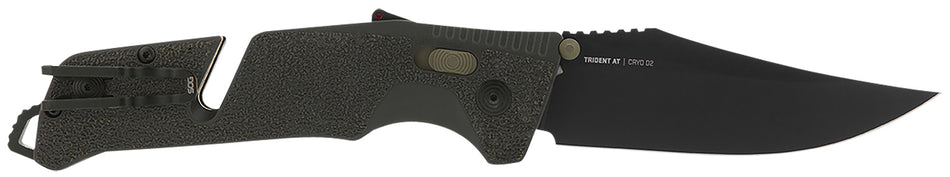 SOG SOG11120341 Trident AT Tactical Folding Knife 3.70" Plain Blade Olive Drab w/FDE Accents AT-XR Lock