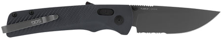 SOG SOG11180641 Flash AT EDC Folder 3.45" Part Serrated TiNi D2 Steel Urban Grey GRN Handle AT-XR Lock