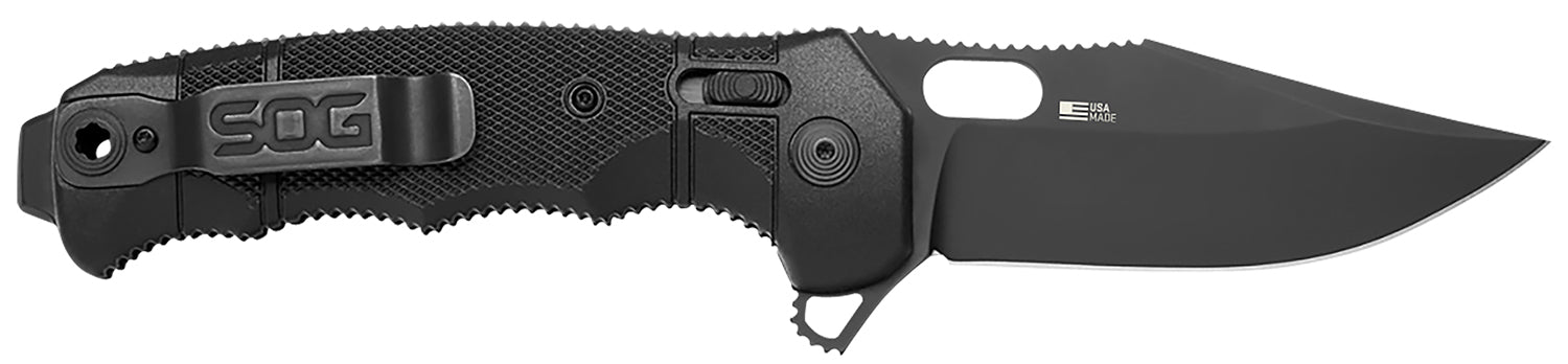 SOG SOG12210257 Seal XR American Made Tactical Folder 3.90" Cerakote S35VN Blade Black GRN Handle