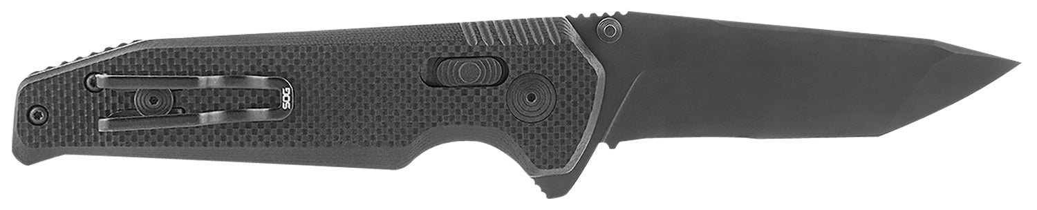 SOG Vision XR 3.36" Part Serrated Tanto Folding Knife Black TiNi Cryo CTS XHP Steel Blade Black G10 Handle