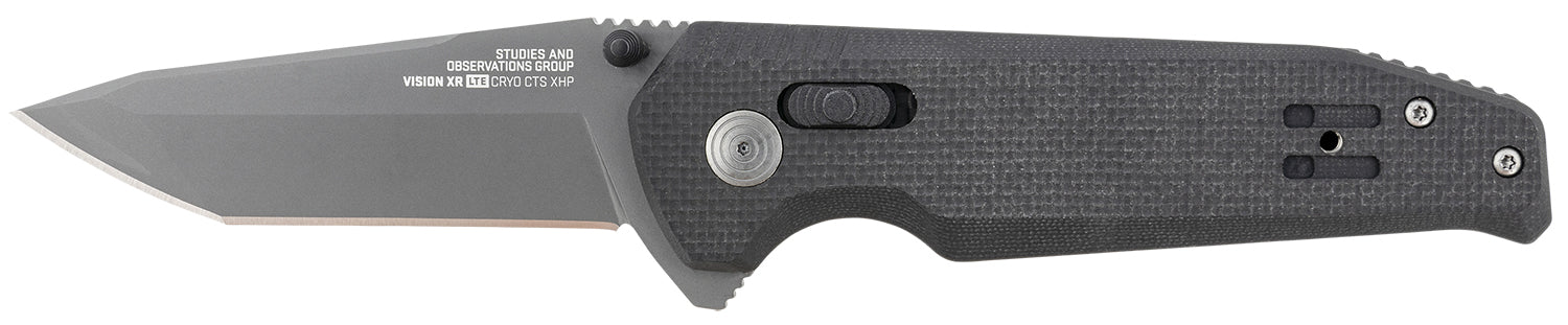 SOG Vision XR LTE 3.36" Straight Tanto Folding Knife Cryo CTS XHP Steel Blade Black G10 Handle