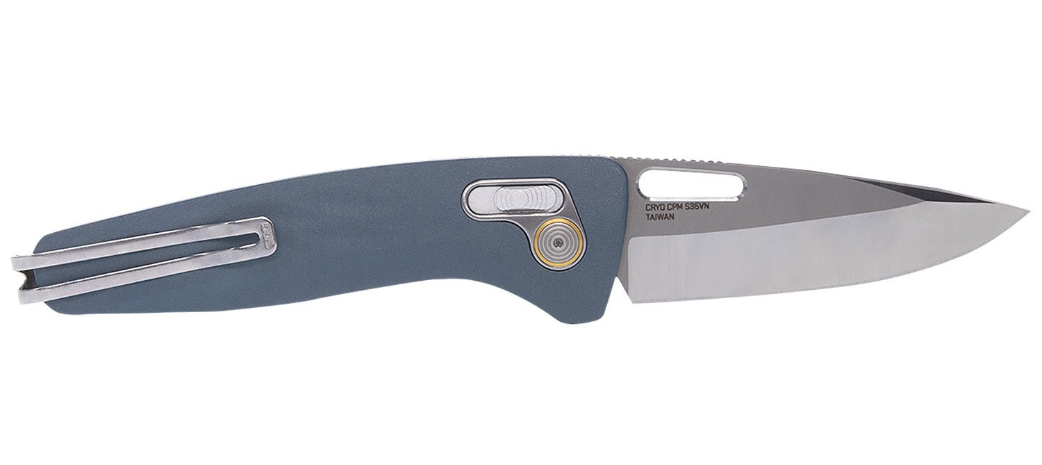 SOG One-Zero XR 3.10" Polished Cryo CPM S35VN Blade Folding Knife Smoke Gray Sculpted Aluminum Handle